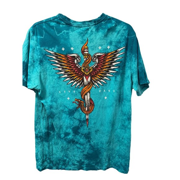Black Label Affliction t-shirts size XL short sleeve turquoise women tee. - Picture 11 of 12